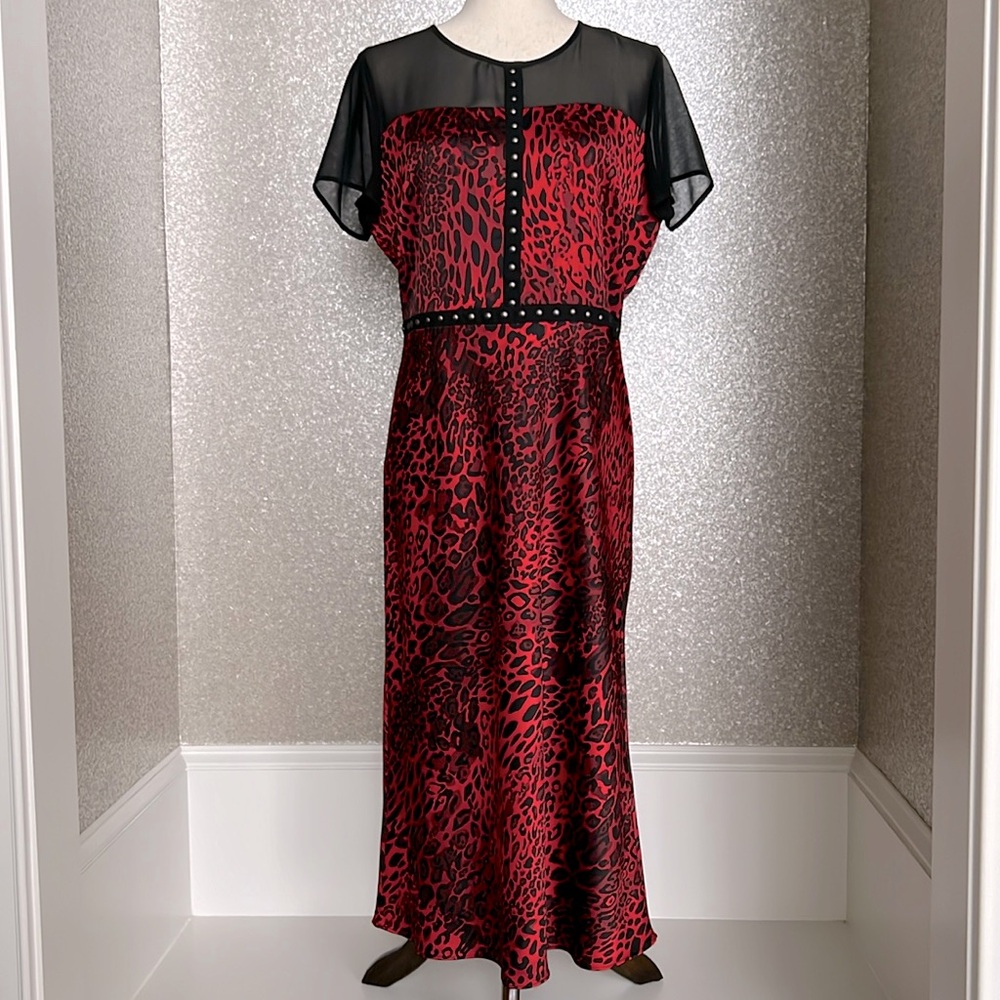 Bar III Stud-Trim Illusion Mix dress, for Macy’s.